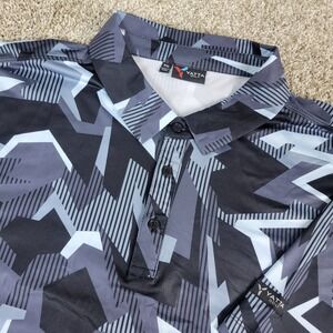 Yatta Golf Mens 2XL Black Gray AOP Striped Geometric Performance Stretch Polo SS